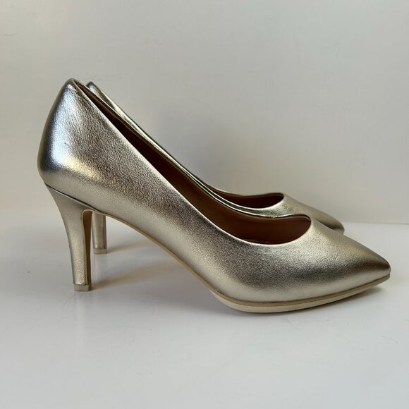 Cole Haan Shoes Gold Grand 360 Ambition Pumps Pointed Toe Stiletto - Picture 5 of 13